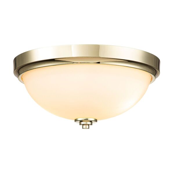 Feiss Lighting - Malibu - FE-MALIBU-F-BATH-PB - Brass Opal Glass 2 Light IP44 Bathroom Ceiling Flush Light