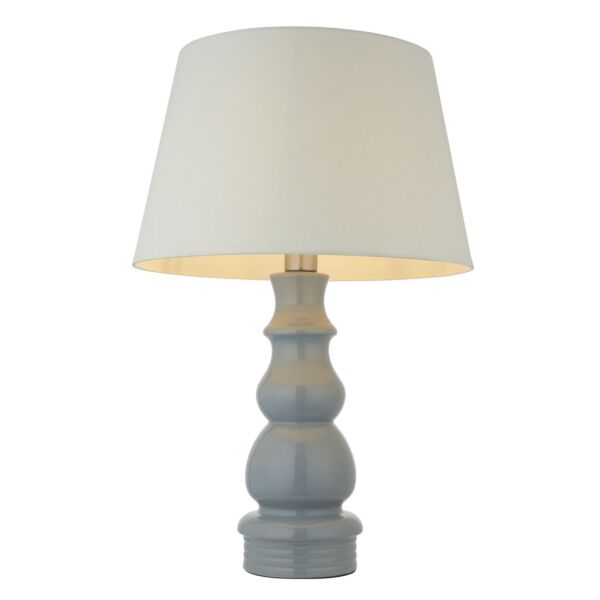 Endon Lighting - Provence - 103376 - Blue Grey Satin Nickel Ivory Ceramic Table Lamp