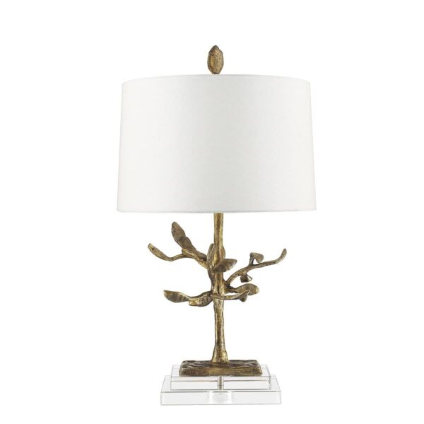 Gilded Nola Lighting - Audubon Park - GN-AUDUBON-PARK-TL - Clear Crystal Glass Distressed Gold Cream Table Lamp With Shade