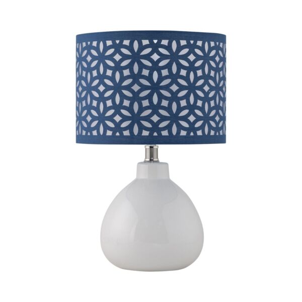 Tuscan - White Ceramic Lamp with Navy Blue Cut Out Shade