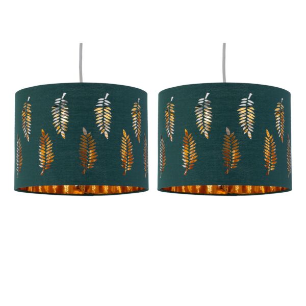 Set of 2 Fern - Dark Green Cut Out 30cm Pendant Lightshades