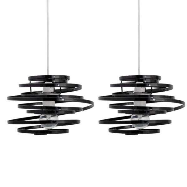 Set of 2 Black Metal Swirl Easy Fit Light Shades