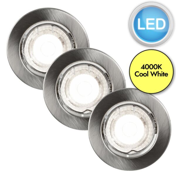 Nordlux - Set of 3 Canis 1-Kit 4000K - 49360155 - LED Brushed Nickel Recessed Ceiling Downlights