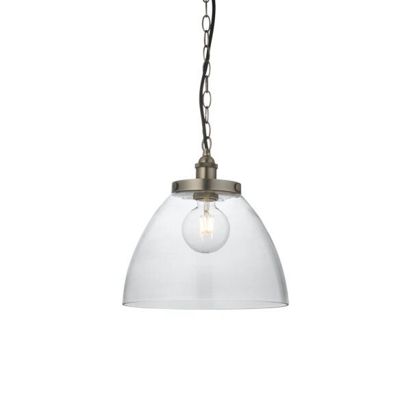 Endon Lighting - Hansen Grand - 106896 - Silver Clear Glass Ceiling Pendant Light