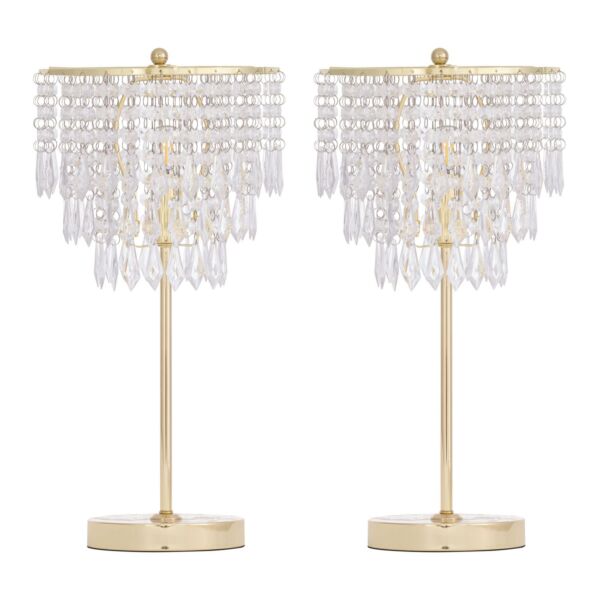 Set of 2 Cascada - Gold and Acrylic Crystal Jewelled Table Lamps