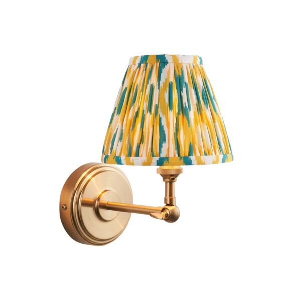 Endon Lighting - Step Wing & Ikat 16cm - 115786 - Aged Brass Yellow Jade Wall Light