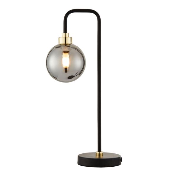 Matt Black and Smoked Glass Table Light