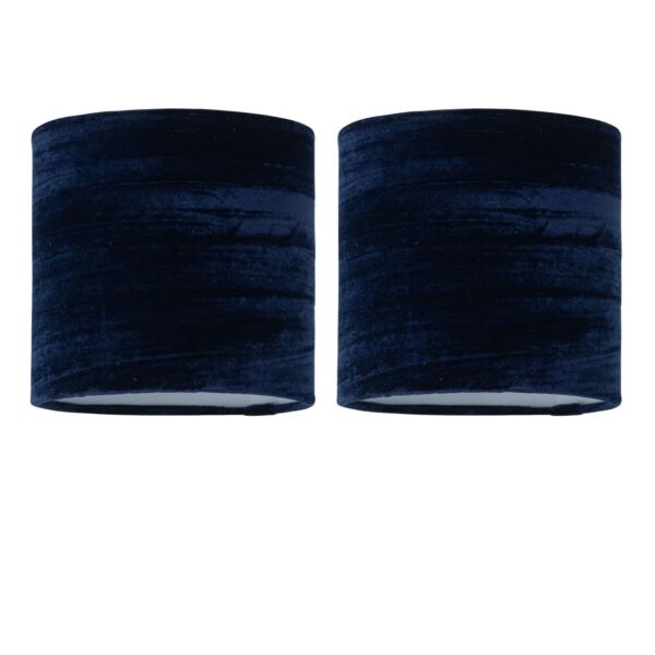 Set of 2 Navy Blue Crushed Velvet 15.5cm Table Lamp Shades