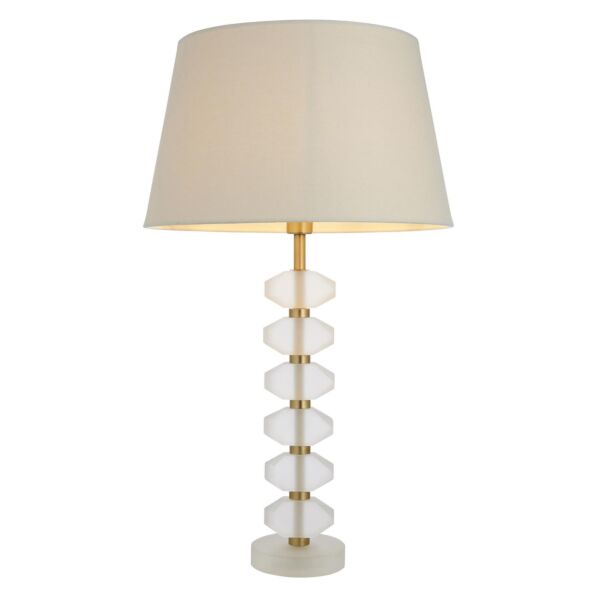 Endon Lighting - Annabelle - 98350 - Frosted Crystal Glass Ivory Table Lamp With Shade