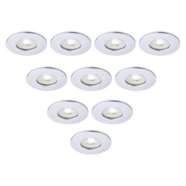 Saxby Lighting - Set of 10 Saxby ShieldONE 75 - 113295 & 113320 - Silver Fixed Recessed Fire Rated Ceiling Downlights