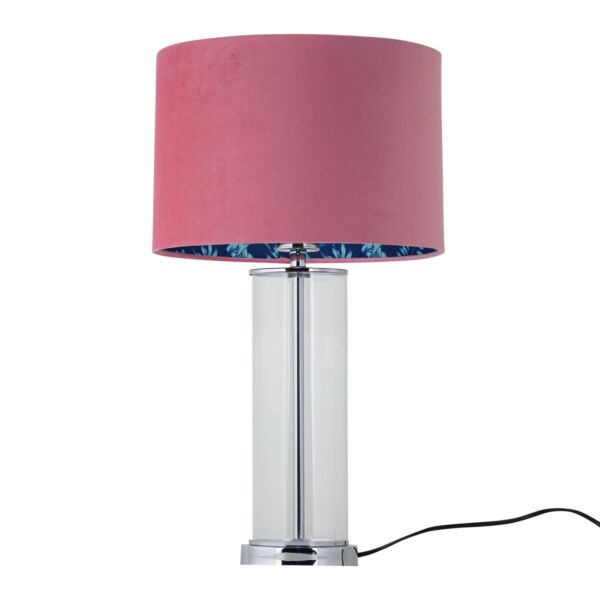 Aura - Chrome Table Lamp with Pink Velvet Flamingo Shade