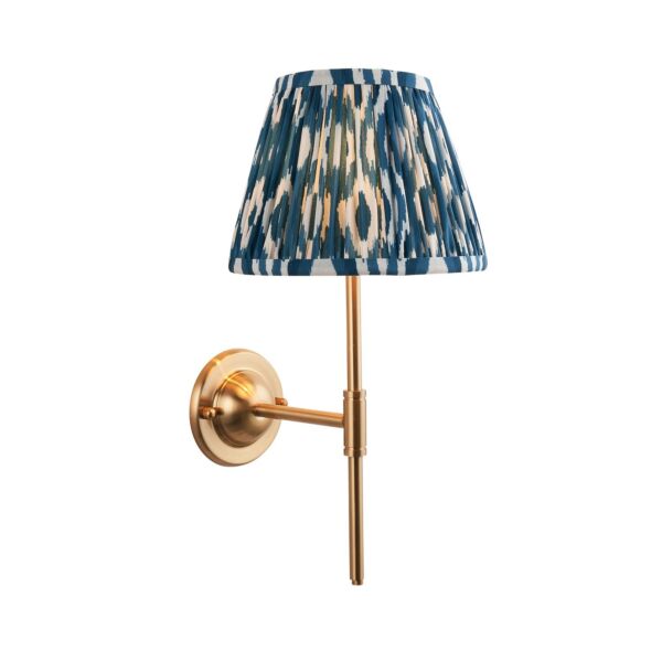 Endon Lighting - Dome T Bar & Ikat 20cm - 115978 - Aged Brass Blue Wall Light