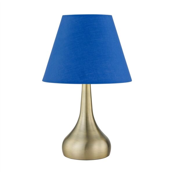 Romana - Antique Brass Touch Table Lamp with Blue Shade