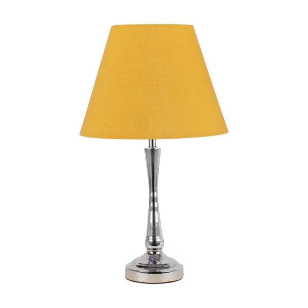 Chrome Table Lamp with Stem Detail and Ochre Shade