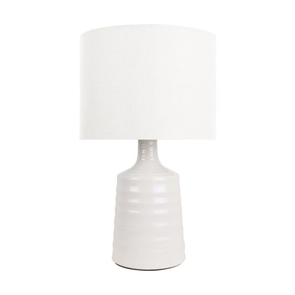 Ripple - Off White Ribbed Ceramic Table Lamp with White Fabric Shade