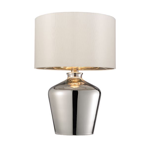 Endon Lighting - Waldorf - 61198 - Chrome Glass Ivory Table Lamp With Shade