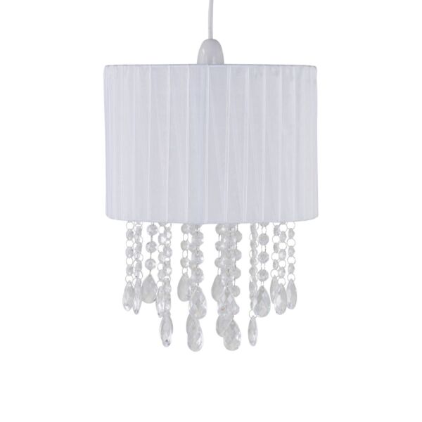 Voile - 25cm Jewelled White Ribbon Pendant Shade