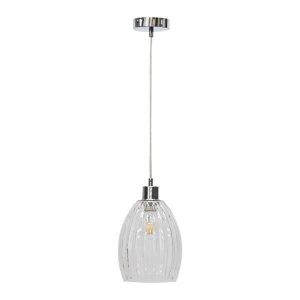 Birch - Clear Fluted Glass with Chrome Pendant Fitting