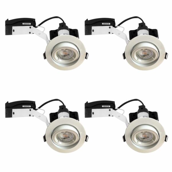 Set of 4 Downlights - Gloss White Tilt Recessed Ceiling Downlights