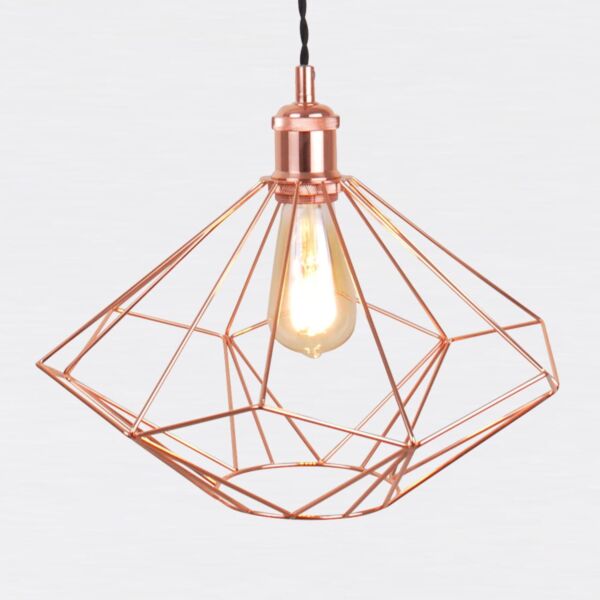 Copper Geometric Pendant Light Fitting