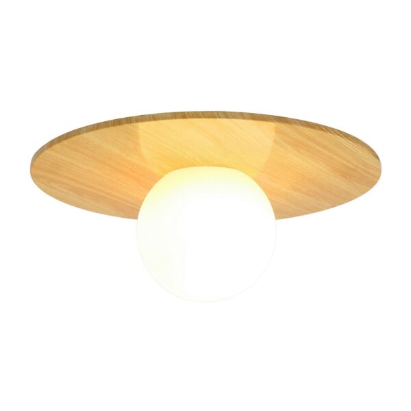 Nordlux - Siona - 2510016014 - Wood Effect Opal Glass IP44 Bathroom Ceiling Flush Light