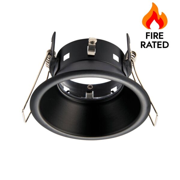 Saxby Lighting - Speculo - 80248 - Black Clear Glass IP65 Anti Glare Bathroom Recessed Fire Rated Ceiling Downlight