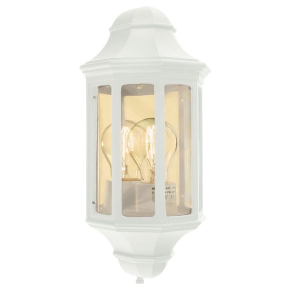 Norlys Lighting - Malaga Mini - M8-2-MINI-WHITE - White Clear IP44 Outdoor Half Lantern Wall Light