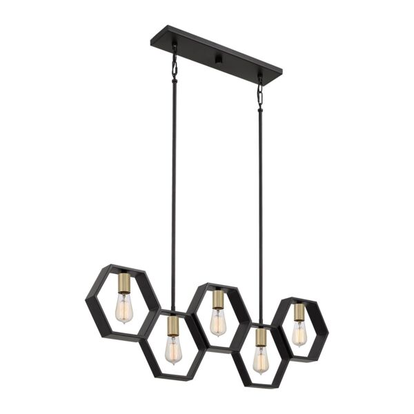 Quoizel Lighting - Bismarck - QZ-BISMARCK-ISLE-EK - Black Gold 5 Light Bar Ceiling Pendant Light