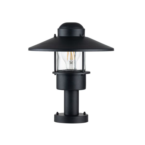 Elstead Lighting - Klampenborg - KLAMPENBORG-PED-BK - Black Clear Glass IP44 Outdoor Post Light