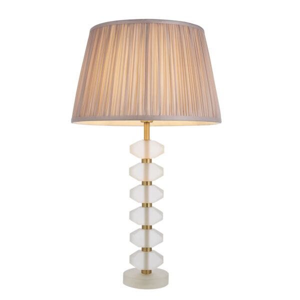 Endon Lighting - Annabelle - 98344 - Frosted Crystal Glass Dusky Pink Table Lamp With Shade