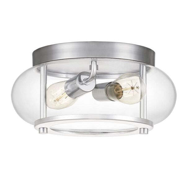 Quoizel Lighting - Trilogy - QZ-TRILOGY-F-S-BATH - Chrome Clear Glass 2 Light IP44 Bathroom Ceiling Flush Light