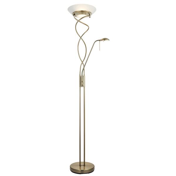 Endon Lighting - Monaco - MONACO-AN - Antique Brass Frosted Glass Mother & Child Floor Lamp