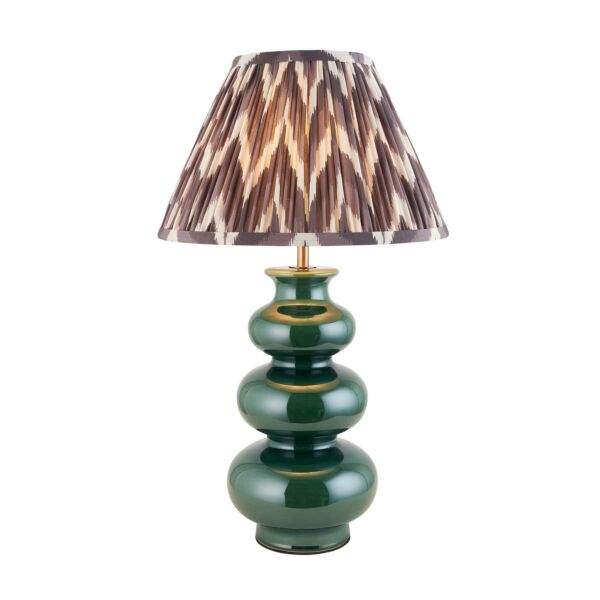 Endon Lighting - Monroe & Zigzag 30cm - 116468 - Green Aged Brass Grey Ceramic Table Lamp With Shade