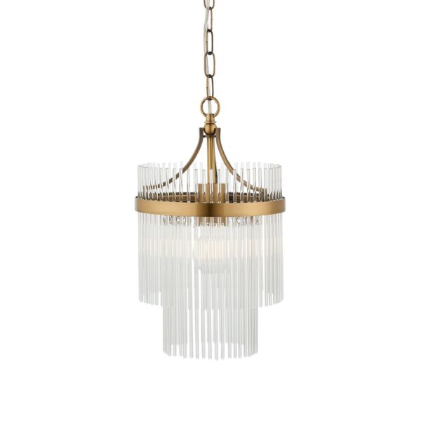 Endon Lighting - Marietta - 112572 - Antique Brass Clear Glass Ceiling Pendant Light