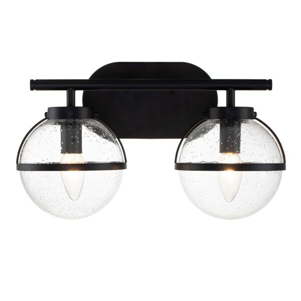 Hinkley Lighting - Hollis - HK-HOLLIS2-C-BK-BATH - Black Clear Seeded Glass 2 Light IP44 Bathroom Wall Light