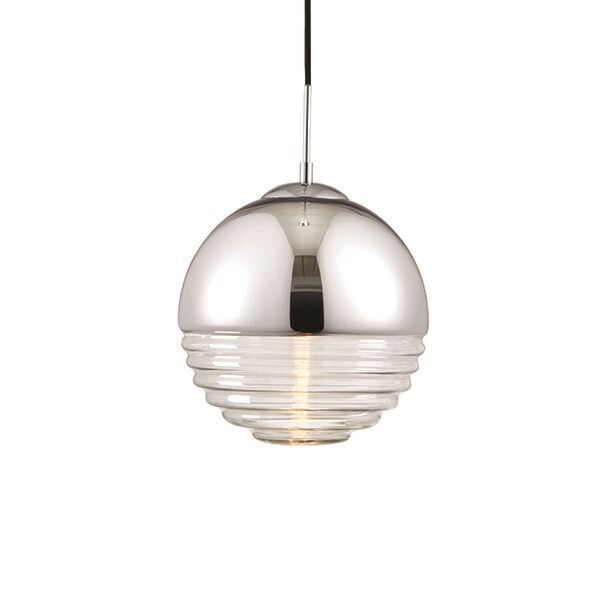 Endon Lighting - Paloma - 68959 - Chrome Clear Ribbed Glass Ceiling Pendant Light