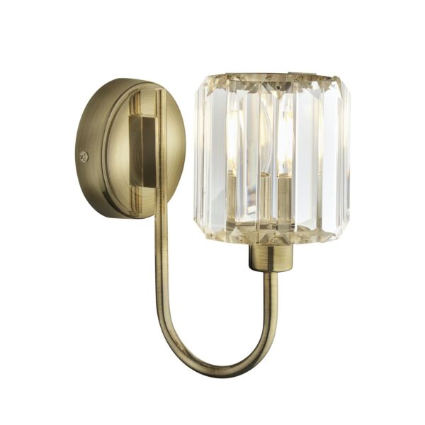 Endon Lighting - Berenice - 107803 - Antique Brass Clear Glass Wall Light