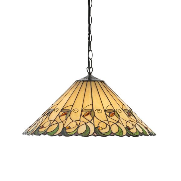 Interiors 1900 - Jamelia - 64194 - Dark Bronze Tiffany Glass 3 Light Ceiling Pendant Light