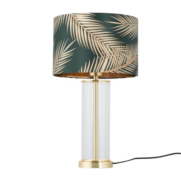 Aura - Satin Brass Table Lamp with Green & Gold Leaf Shade