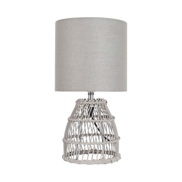 Bamboo - Grey Wash Bamboo 32cm Table Lamp With Grey Fabric Shade