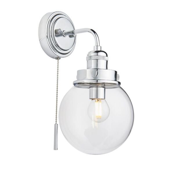 Endon Lighting - Cheswick - 96129 - Chrome Clear Glass IP44 Pull Cord Bathroom Wall Light