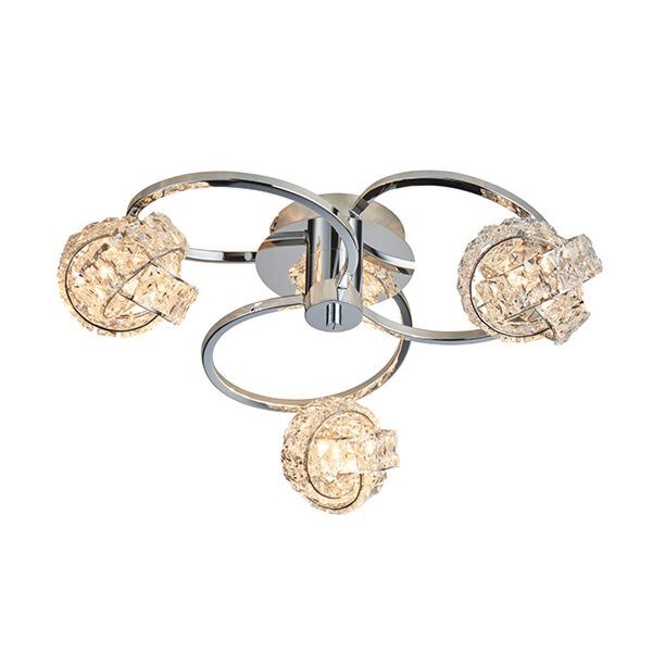 Endon Lighting - Talia - 76285 - Chrome Clear Crystal Glass 3 Light Flush Ceiling Light