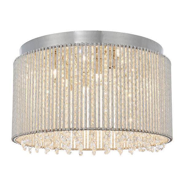 Endon Lighting - Galina - 81980 - Chrome Clear Crystal Glass 10 Light Flush Ceiling Light