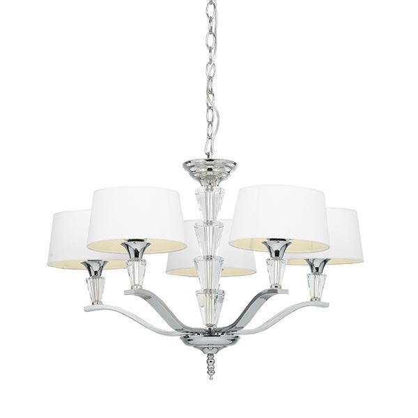 Endon Lighting - Fiennes - FIENNES-5NI - Chrome Vintage White 5 Light Chandelier