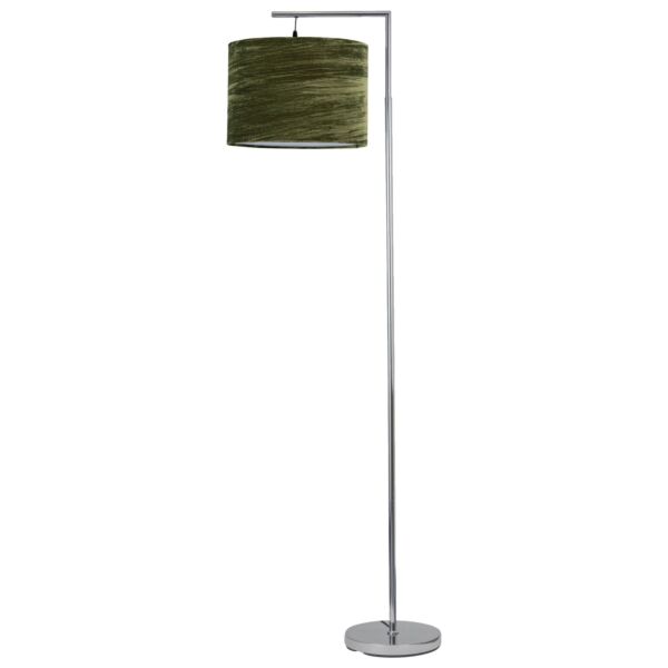 Chrome Angled Floor Lamp with Green Crushed Velvet Shade