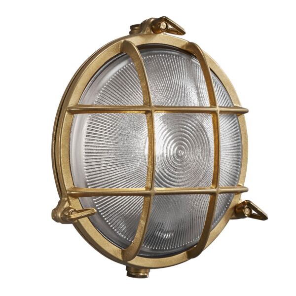 Nordlux - Polperro - 49021035 - Natural Brass Frosted Glass IP64 Outdoor Bulkhead Light