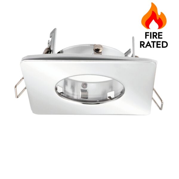 Saxby Lighting - Speculo - 80246 - Chrome Clear Glass IP65 Square Bathroom Recessed Fire Rated Ceiling Downlight