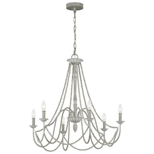 Feiss Lighting - Maryville - FE-MARYVILLE6 - Washed Grey Wood 6 Light Chandelier