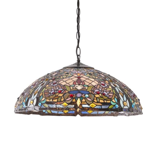 Interiors 1900 - Anderson - 63902 - Dark Bronze Tiffany Glass 3 Light Ceiling Pendant Light