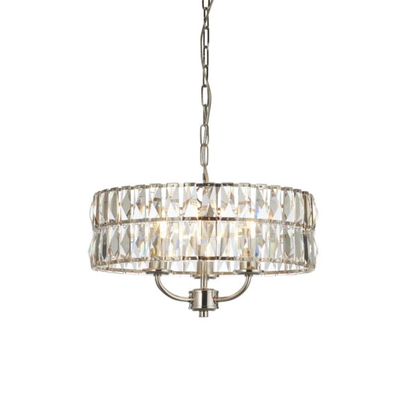 Endon Lighting - Clifton - 104466 - Nickel Clear Crystal Glass 3 Light Ceiling Pendant Light